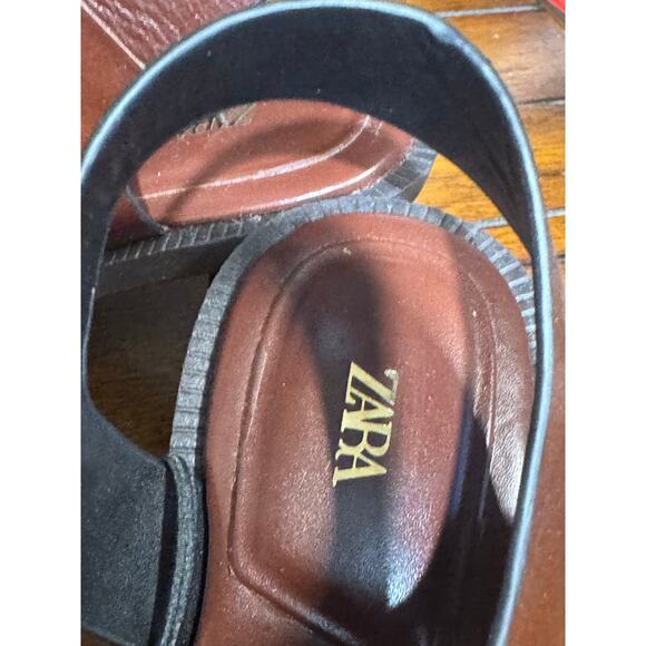 ZARA New Woman Leather Buckle Heel Sandals Shoes Brown size euro 37 - Picture 4 of 8